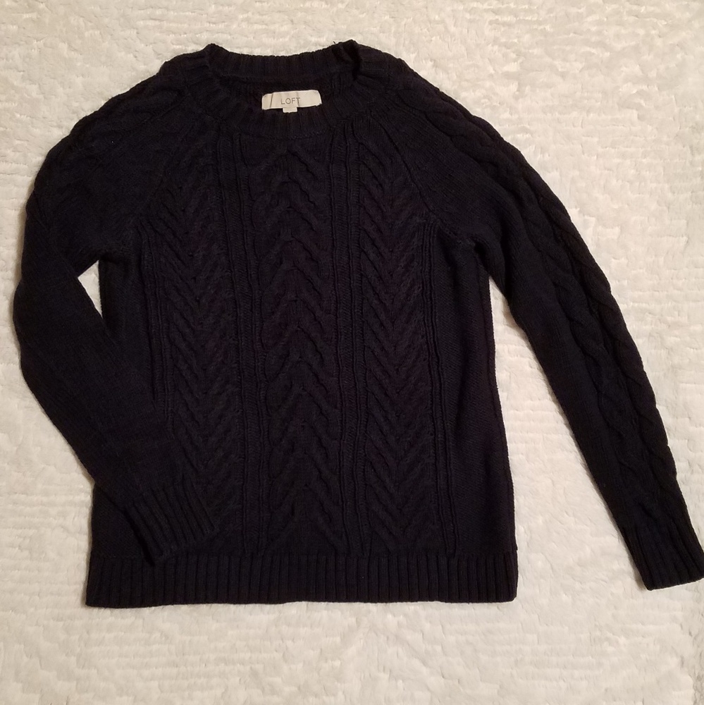 Loft cold-shoulder cable knit sweater